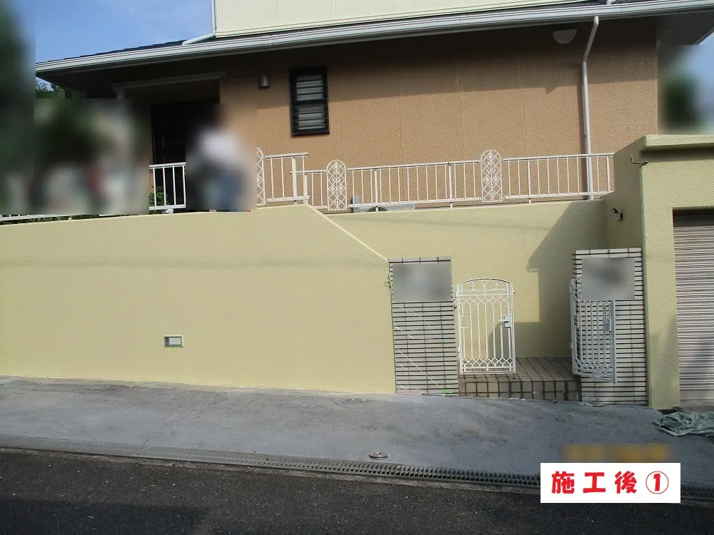 枚方市 S様邸の外塀塗装工事・施工後の写真