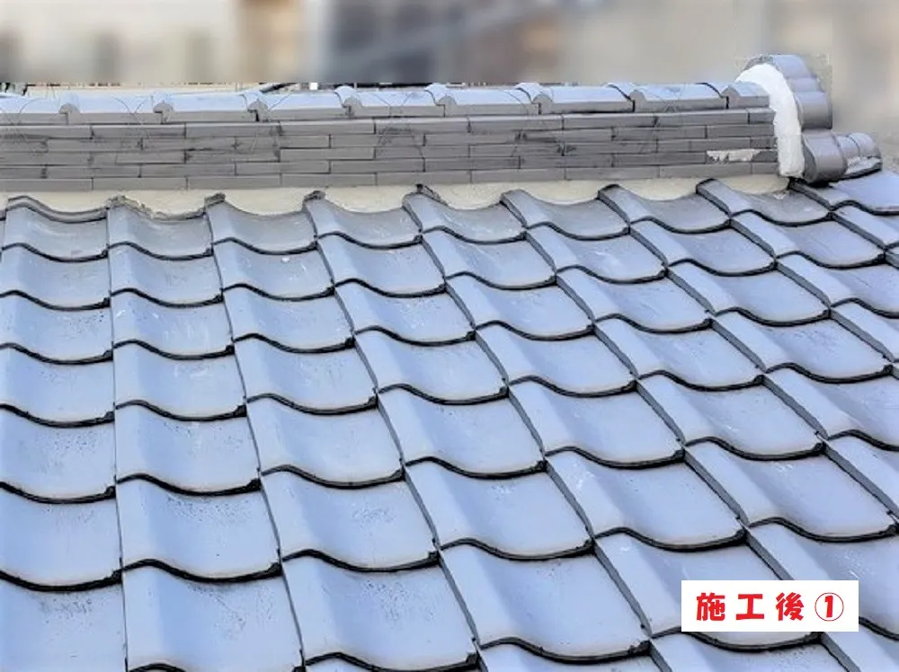 屋根漆喰工事－大阪市城東区 Ｈ様邸③：施工事例165（施工後）